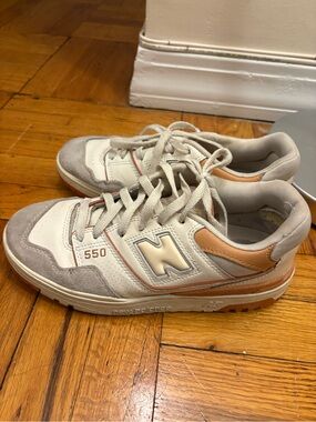 New Balance 550 Sneakers in White, Gray & Tan
